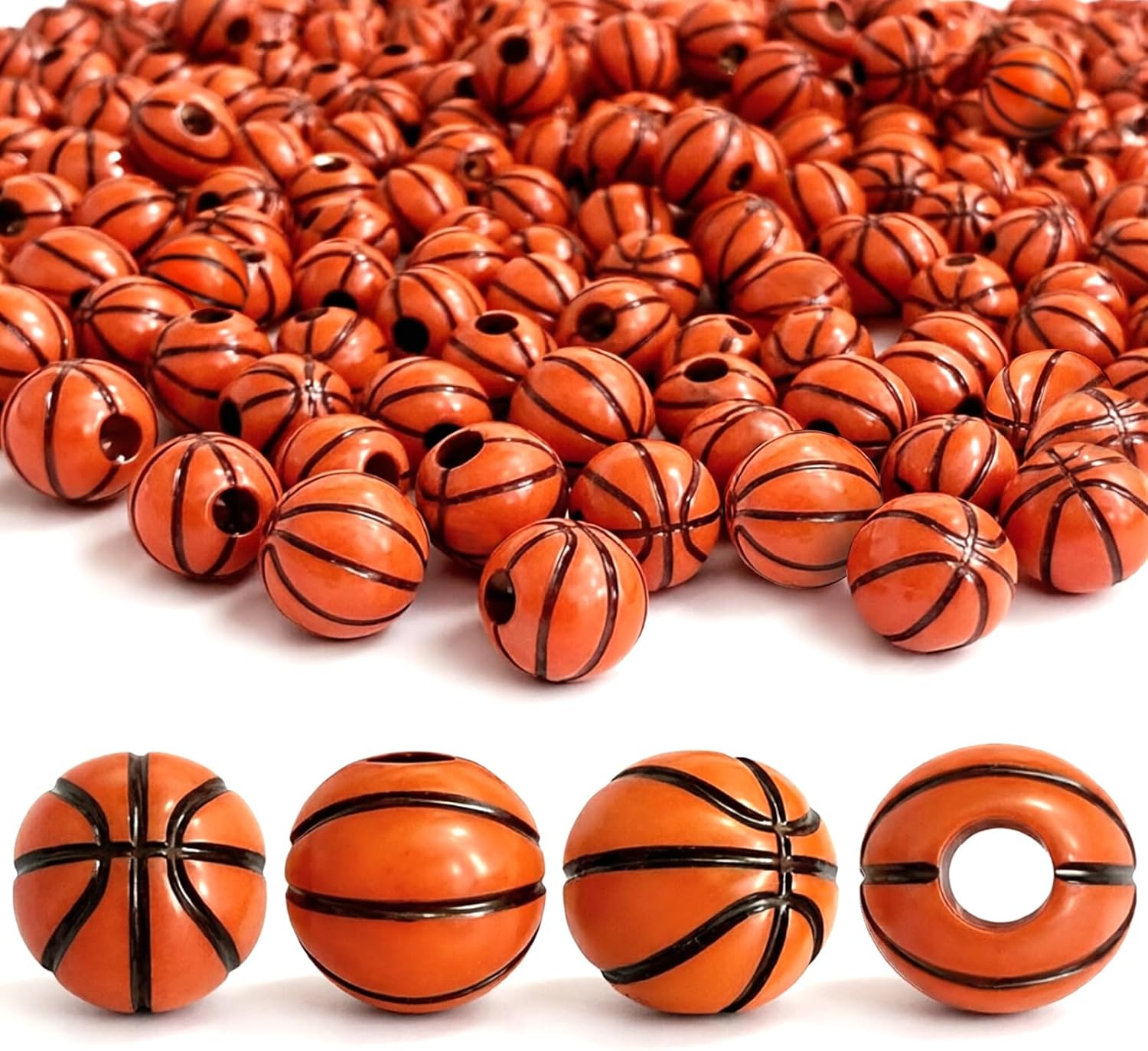 300pcs Baseball Beads, 12mm Round Acrylic Beads for Sport Jewelry Making, Bracelets, Necklaces, Keychains & Lanyards Craft Decoration Accessories(White Baseball)