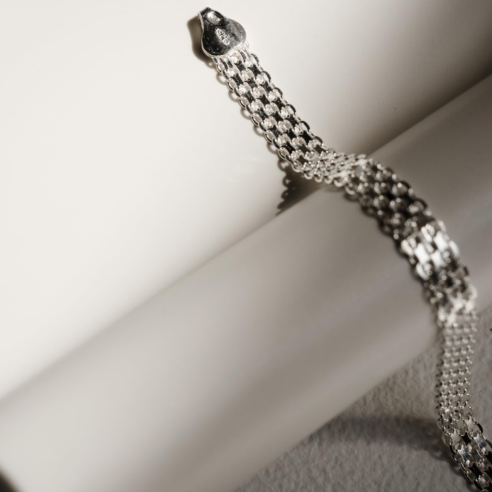 ZELYA Silberarmband 925 massiv Damen- Bismarck Armband Bismark Kette Gliederarmband 3 mm 4,5 mm 6 mm 9 mm Breite, eleganter Silberschmuck 17,5–22 cm, Geschenkbox Gravur