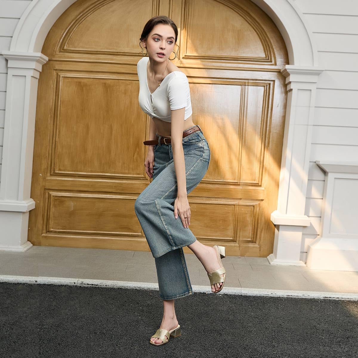 Women's Chunky Open Toe Low Block Heels Kitten Dressy Heels for Women Low Heel Sandals for Women Summer Comfy Heels - Image 5