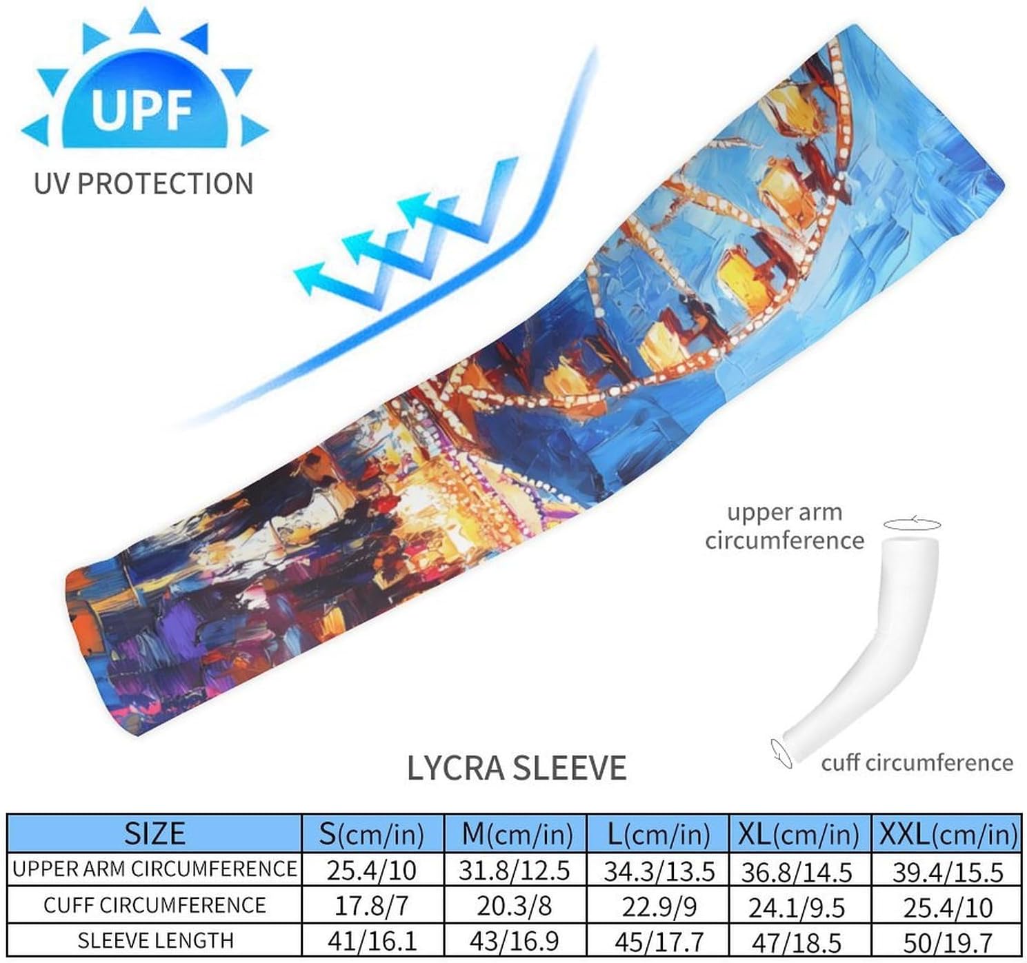 Carnival Ferris Wheel Circus Arm Sleeves Cooling Sun Protection Sports Compression for Golf Basketball