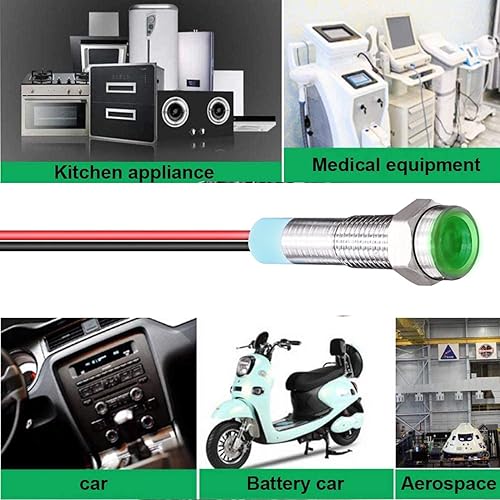 Miniatura 16 de 10pcs 0.236 in impermeable con cable LED indicador luz AC/DC 12-24V (azul)