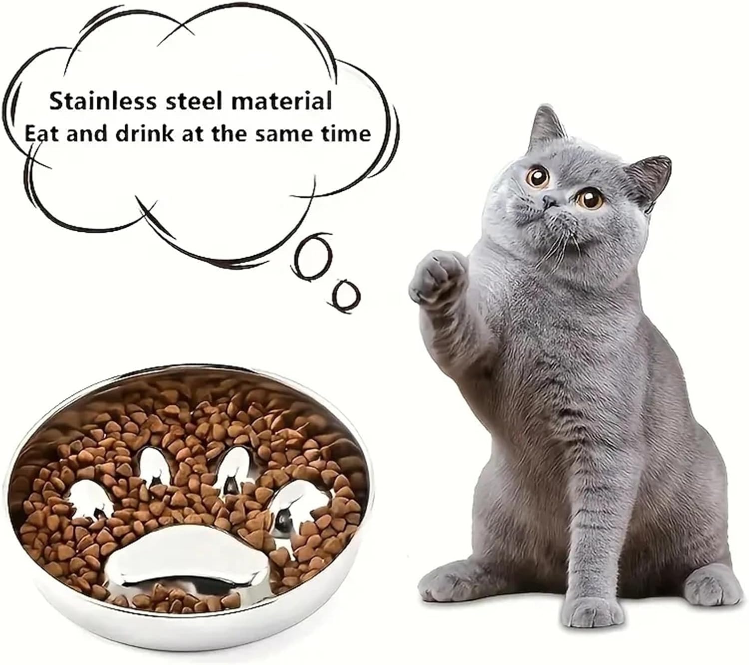 Stainless Steel pet Bowls Protect The Necks of Pets, stem Choking, Non-Slip, Easy to Clean, Suitable for Small, Medium Dogs(2pc)