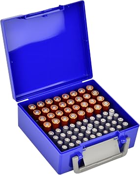 FULLCASE Battery Storage Organizer Holder Holds 72 AA AAA Batteries | Box Cases Garage Container, Home Drawer, Organization Dispenser, Case Only, Blue