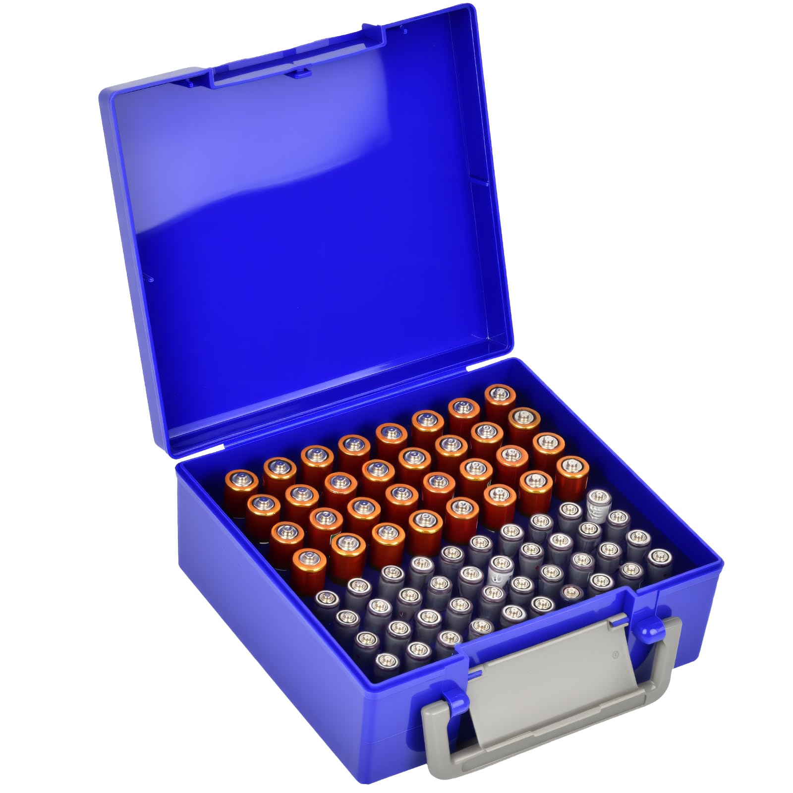 Scatola Organizer Per 134 Batterie AA E AAA – Portatile, Con Vassoio Estraibile, Trasparente, Per Casa E Garage – Batterie Non Incluse