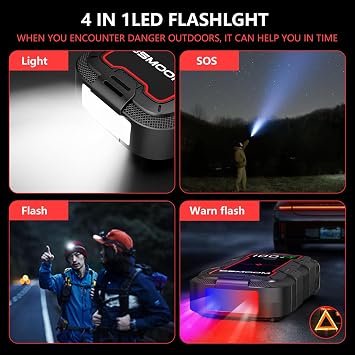 5000A Jump Starter,99Wh Car Battery Jump Starter(Up to All Gas or 8.0L Diesel Engine),12V Auto Battery Booster,Portable Lithium Jump Box with LED Light/USB QC3.0