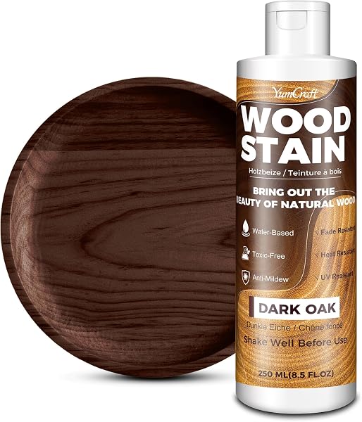 Teinte à Bois 250ml Chêne Foncé à Base d’Eau, Lasure et Peinture pour Meubles Intérieurs Extérieurs, Portes Placards Étagères, Wood Stain Mat, Séchage Rapide, Non Toxique, Facile à Appliquer - 1