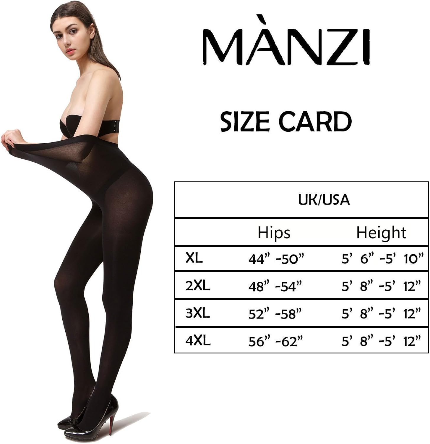 MANZI Women's 2 Pairs Plus Size Control Top Tights Ultra-Soft Panty Hose at  Women’s Clothing store