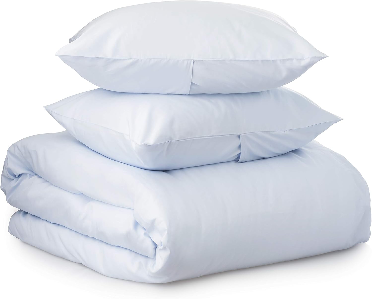 Welhome 300 Thread Count 100% Egyptian Cotton Percale Duvet Cover Set - King/Cal King Size (Powder Blue)- 108" x 100" - Cool - Deluxe Softness - Breathable - Machine Washable