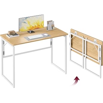 Vasagle Folding Table Top One Piece 100 x 50 cm | Computer Desk Table Top One Piece Rounded Corner Table Home Office Bedroom 