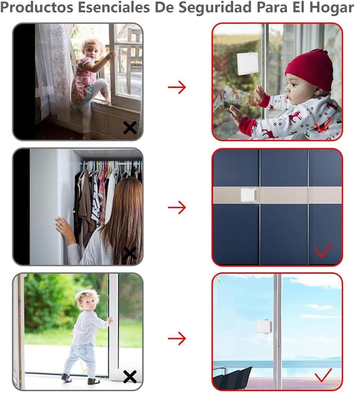 Lock for Sliding Doors – Child Proof Window Lock, Strong Adhesive Locking Stops for Pets Easy Installation Children Home Security