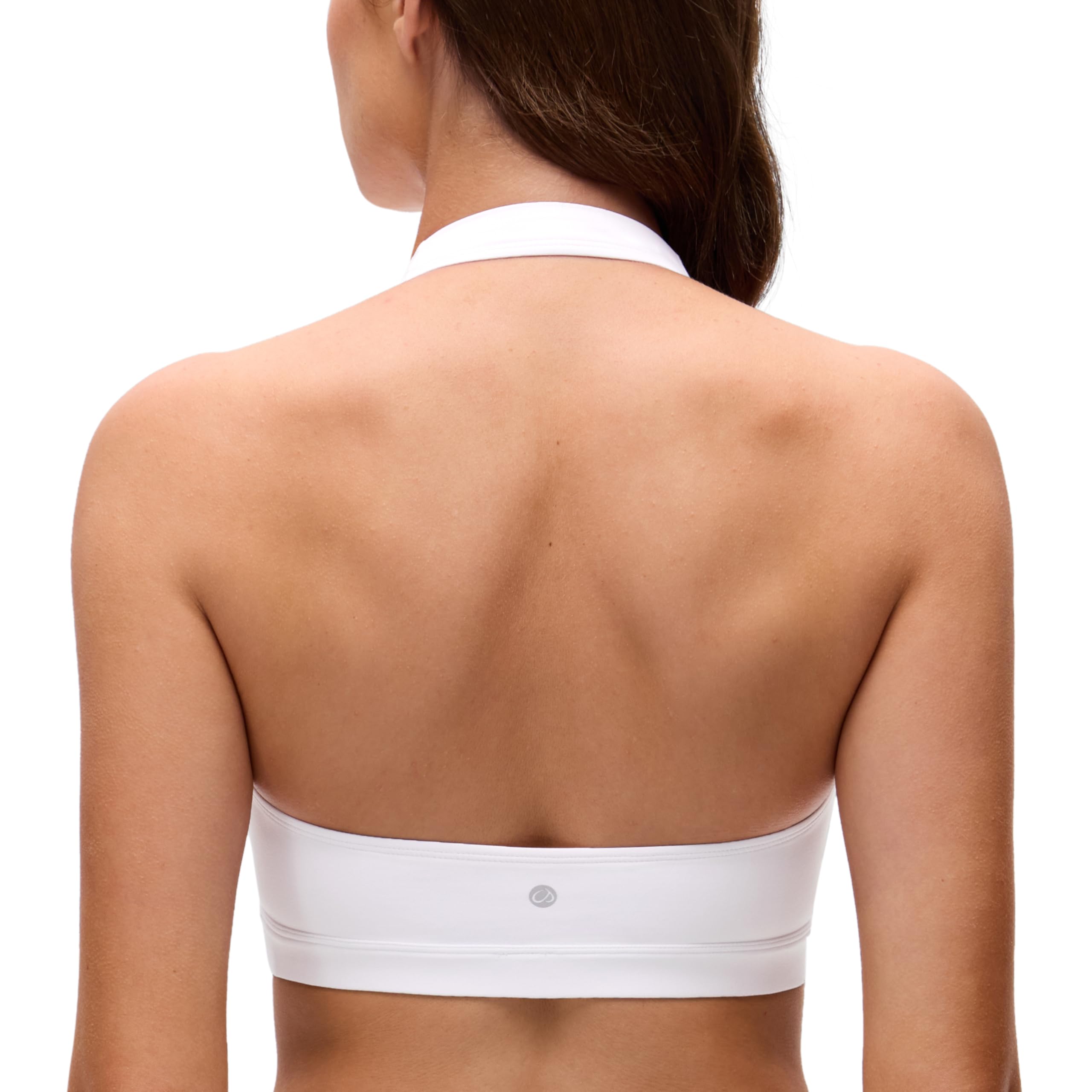 CRZ YOGA Butterluxe Halter Sports Bras for Women - Scoop Neck Padded Open Back Yoga Crop Gym Tops Low Impact