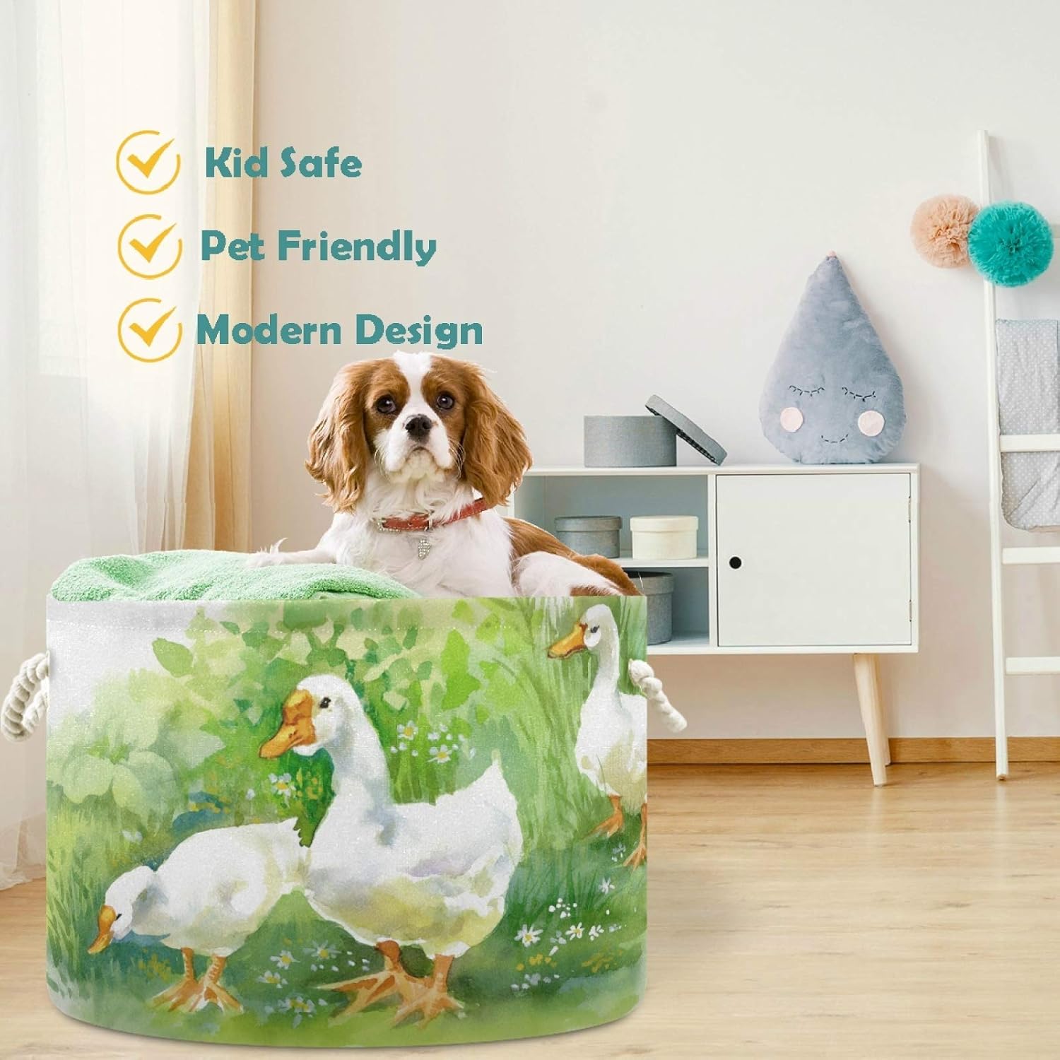 visesunny Collapsible Large Capacity Basket Classic Whale Anchor Clothes Toy Storage Hamper with Durable Cotton Handles Home Organizer Solution for Bathroom, Bedroom, Nursery, Laundry,Closet