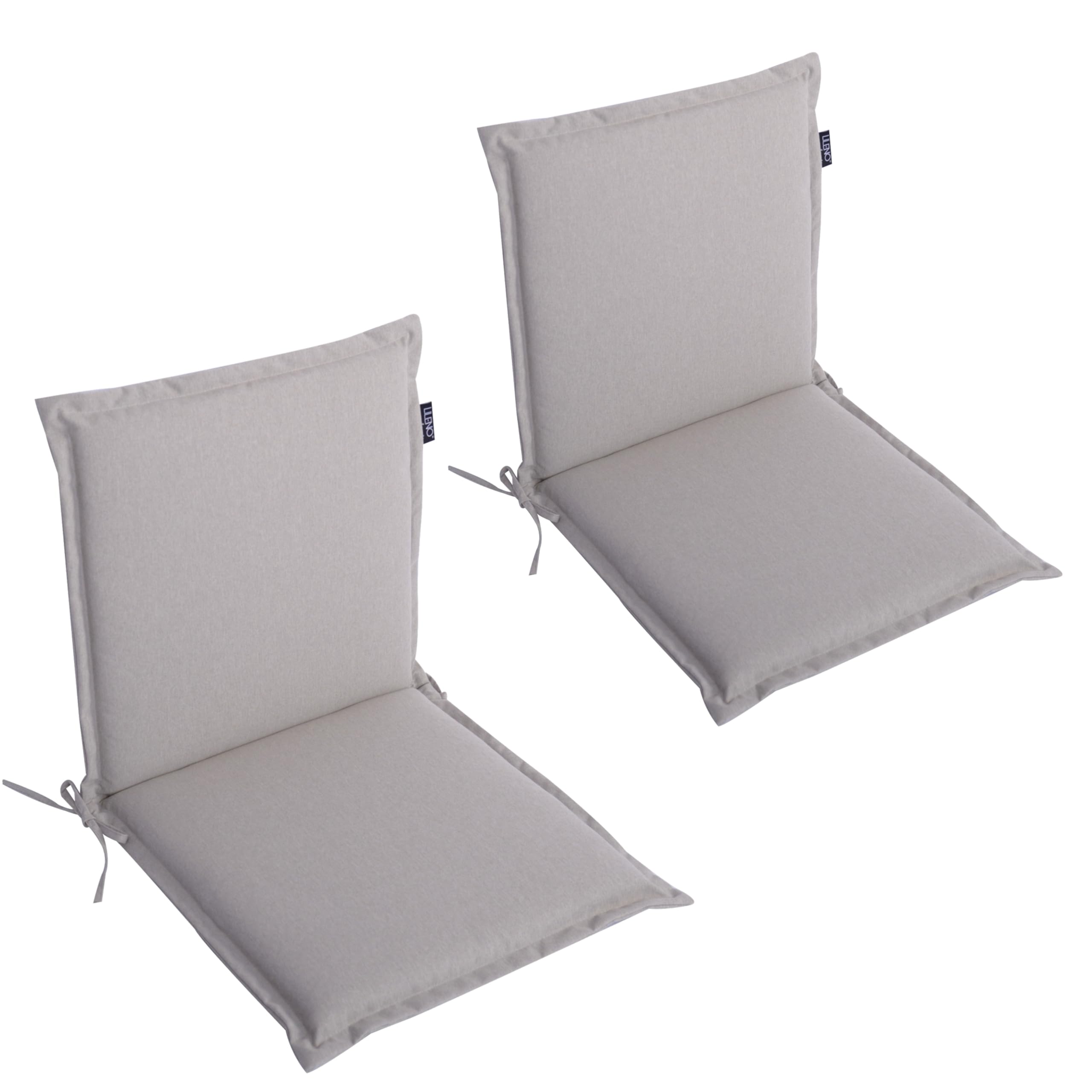 LILENO HOME Garden Chair Cushions in Cream - Set of 2 Low-Back - Comfortable Loungers for Garden Furniture