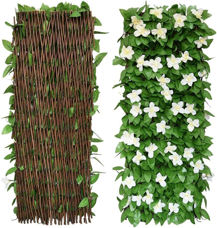Expandable Fence Screening, 2pcs 0.4 * 2M Artificial Hedge Screening Expanding Garden Trellis Panels...