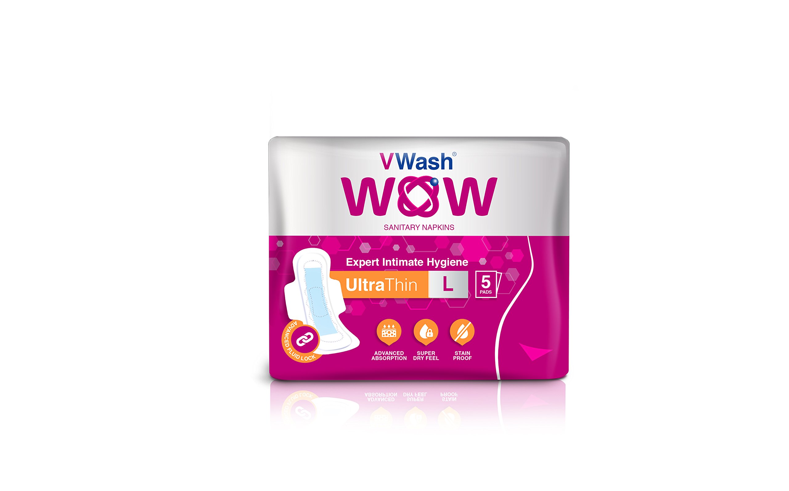 VWash Wow Sanitary Napkin Ultra Thin - 5 Count (Large)