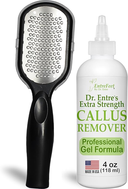 Dr. Entre's Callus Remover Gel & Foot File: Extra Strength Callus Remover for Feet, Foot Callus Remover Care, Pedicure Tools Supplies, Spa Kit, Dead Skin Scrubber, 4 oz