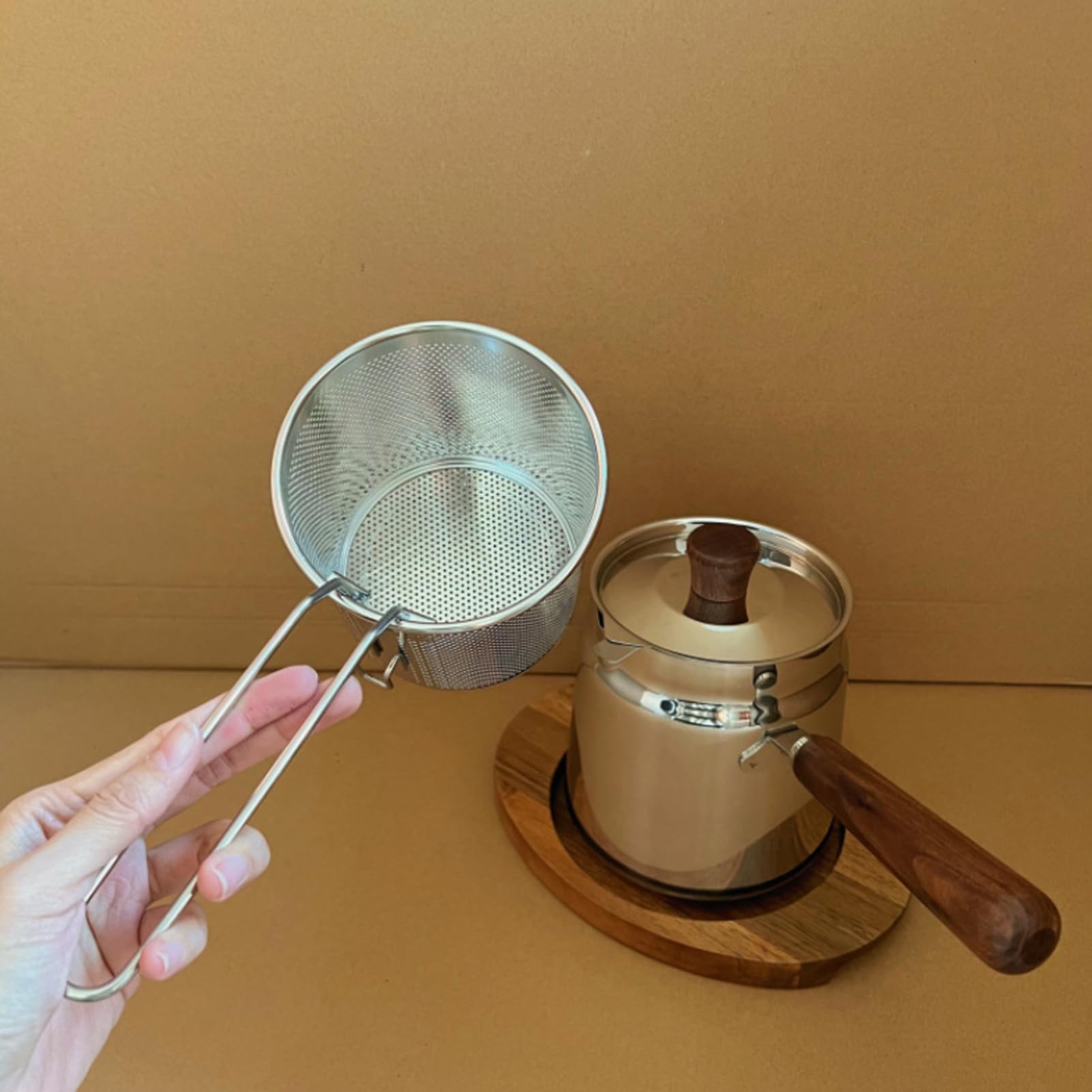 Piccola Friggitrice In Acciaio Inox Capacità Utensili Da Cucina Con Cestino