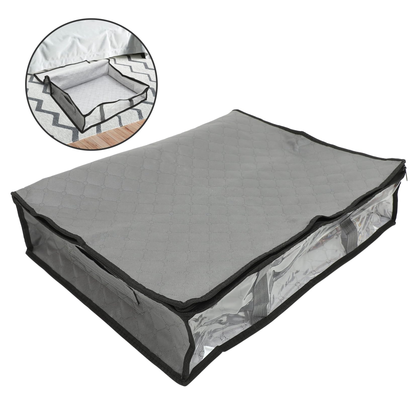 ERINGOGO Contenitore Sotto Letto Pieghevole in Non Organizer da Stoccaggio per Trapunte Coperte Vestiti Finestra Trasparente e Maniglie Ergonomiche