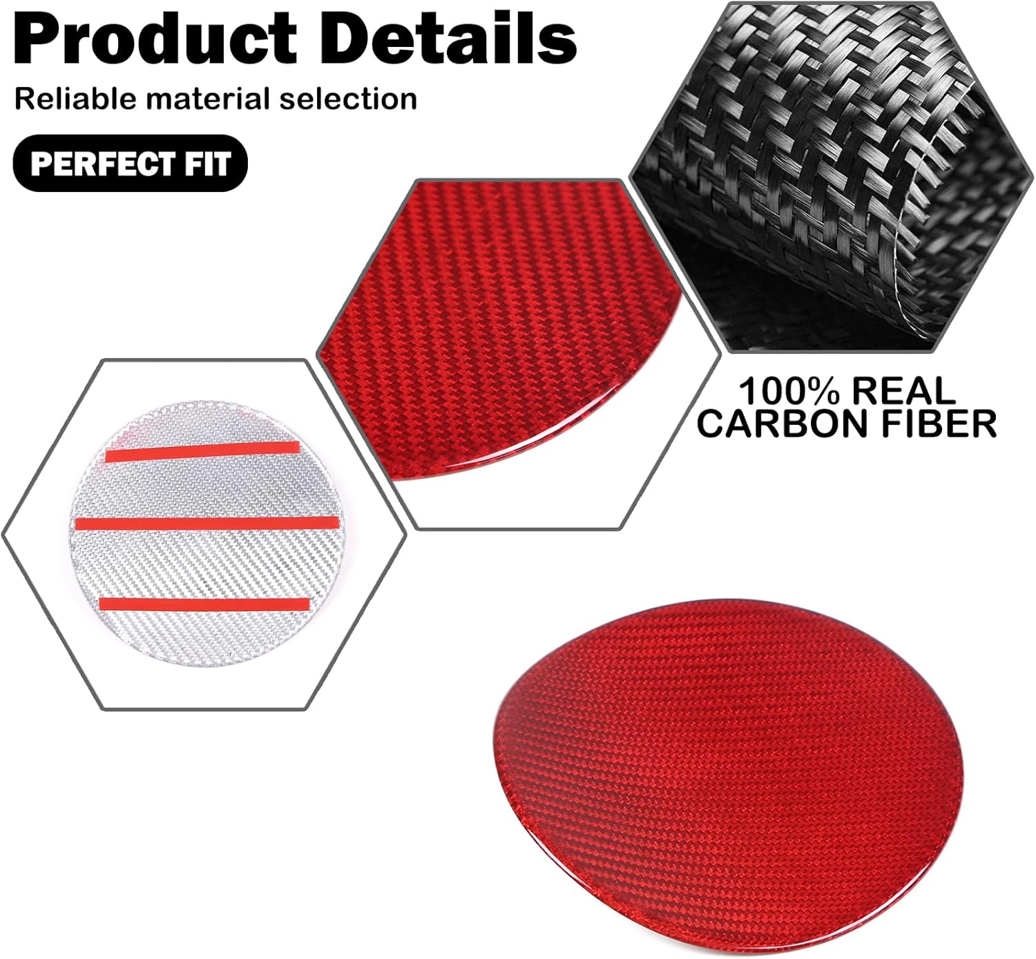 Car Fuel Tank Gas Door Cover Trim for Corvette C8 2020-2024 Real Carbon Fiber Oil Gas Cap Exterior Accessories Decoration Sticker (Red Style, Standard)