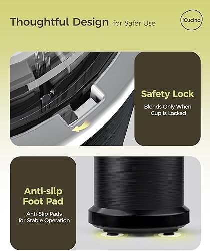 Miniatura 7 de iCucina Licuadora de batidos, licuadora personal de 1000 W para batidos y batidos con 2 tazas y tapas portátiles de 37 onzas, licuadoras de una sola