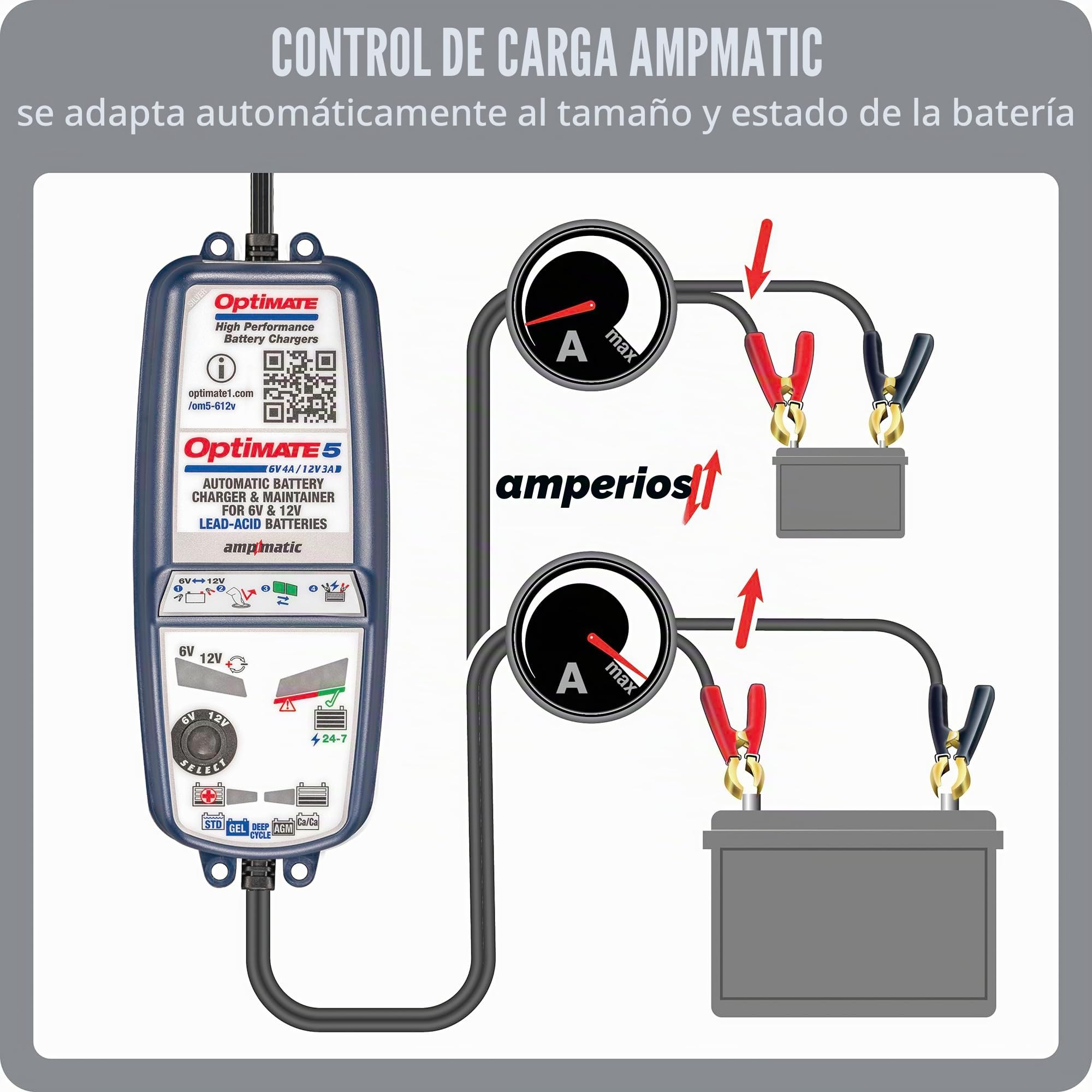 Optimate 5 Select 6V 12V Cargador de Batería Automático Inteligente para Moto Coche