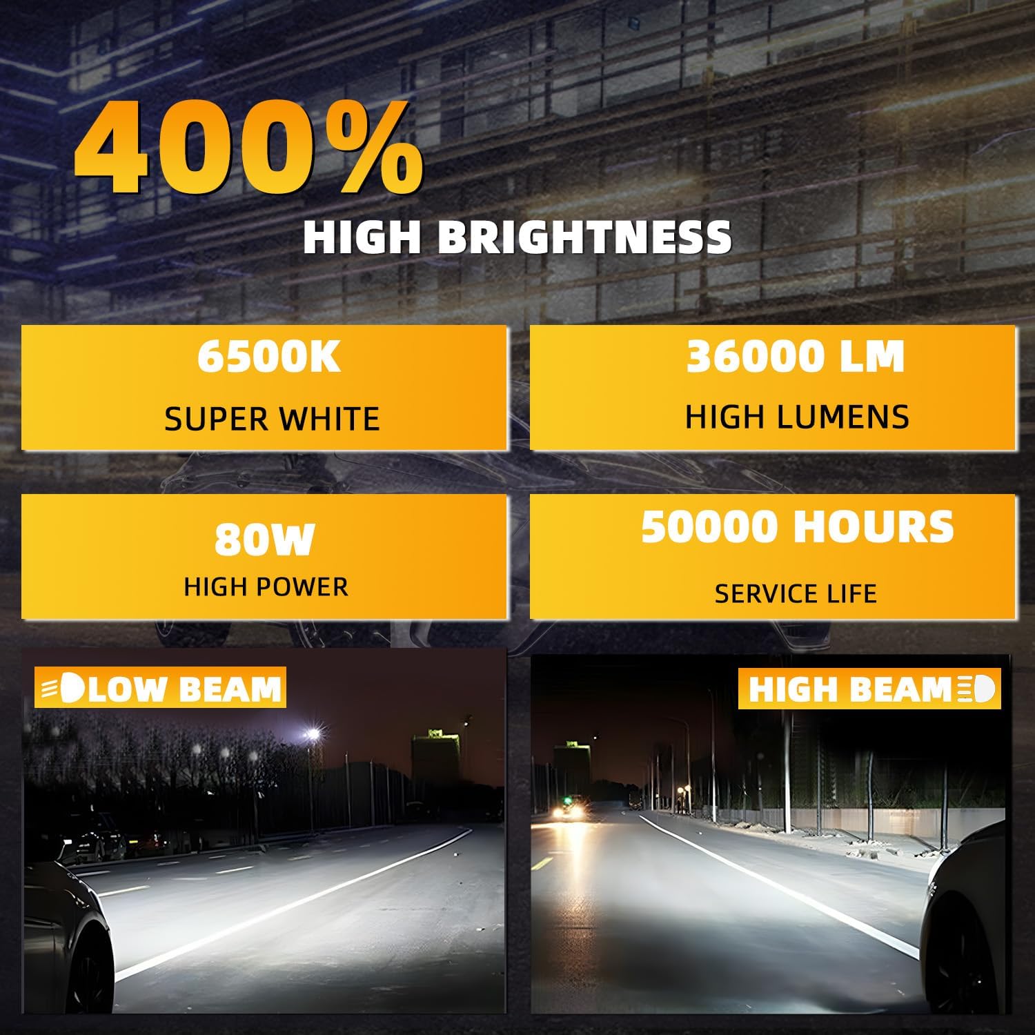 Lights Fit For Honda Accord 2008-2012 Sedan & 1992-2007, 9005 High Beam 9006 Low Beam, High Power 6500K White Light, Plug & Play, Pack of 4