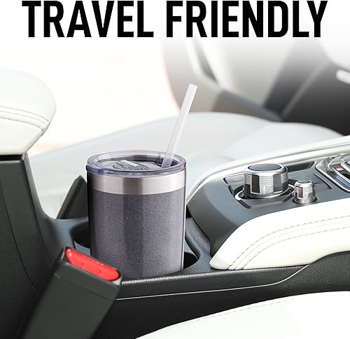 Miniatura 74 de Zulay - Taza de café aislada de 12 onzas con tapa, taza de campamento de acero inoxidable con asa, taza aislada al vacío de doble pared Duracoated