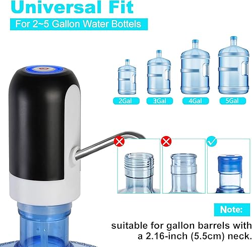 Miniatura 5 de Fotoumgl Dispensador de agua de 5 galones recargable, dispensador de agua para carga inferior de botella de 5 galones, portátil con carga USB,