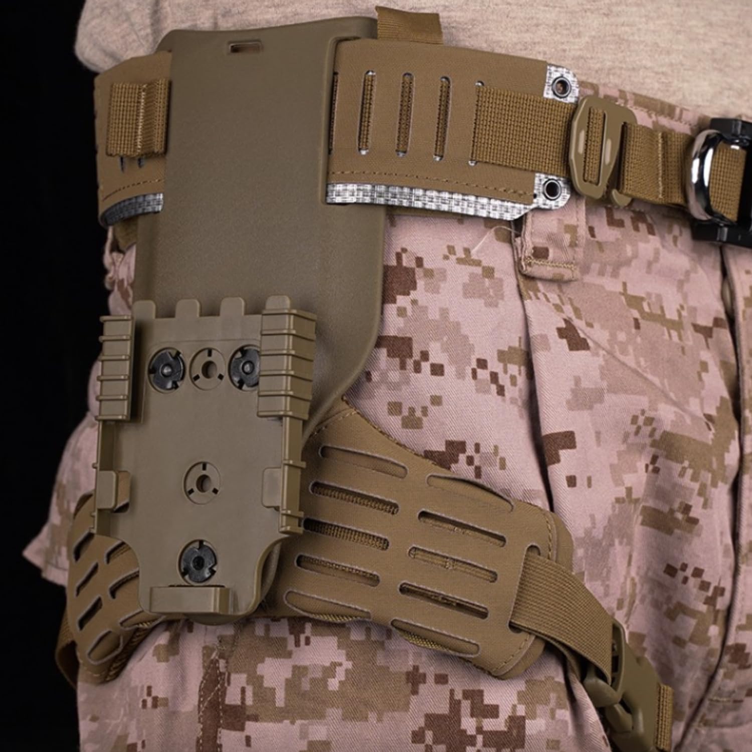 Tactical Holster Combination Adapter?Hunting Drop Leg Holster Thigh Belt with QLS Kit and Mid-Ride Belt Loop Platform