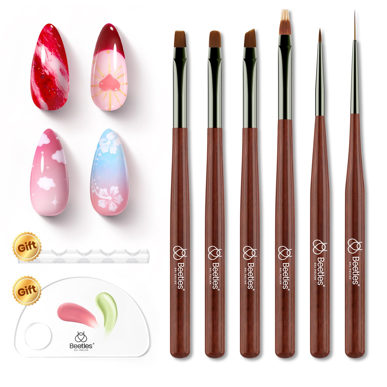Beetles Gel Polish Beetles Gel Polish Nail Art Brushes, 6 Pcs Fingernail Art Design Pens