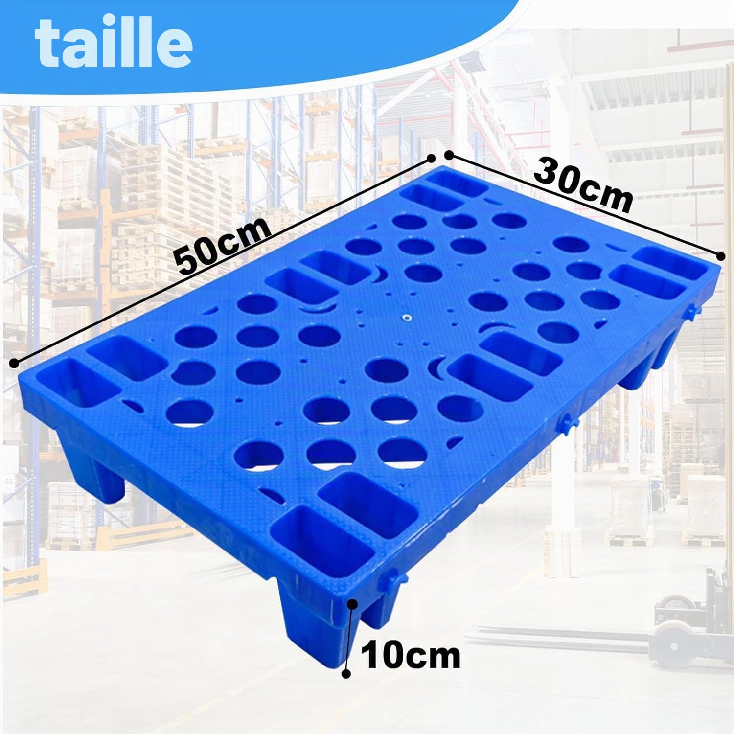 6pcs-Palette en Plastique, 50x30x10cm Résistant À l'eau Palettes Plastiques Légères Entrepôt, Palette D'expédition Emboîtable, Grille Respirante pour Supermarché Cuisine Extérieur