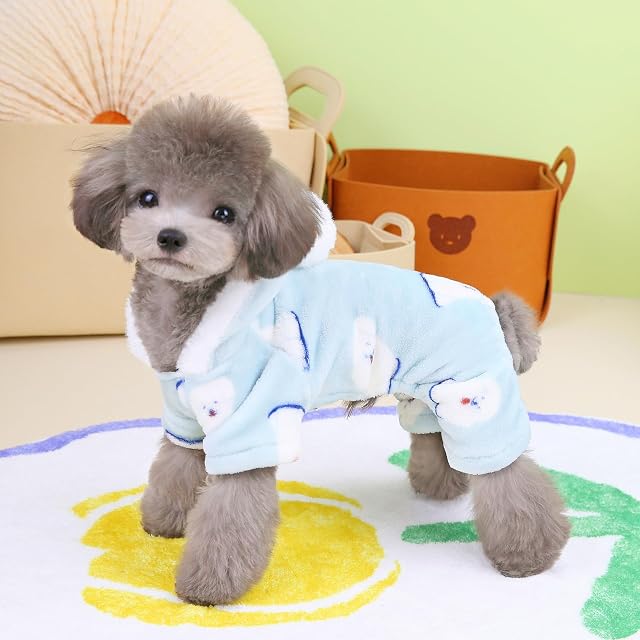 Foto 3 de 8 de Izefia Ropa de Suéter para Perros Sudadera Cálida de Lana 4 Patas Mono Pijamas con Gorra de Bola de Nieve…