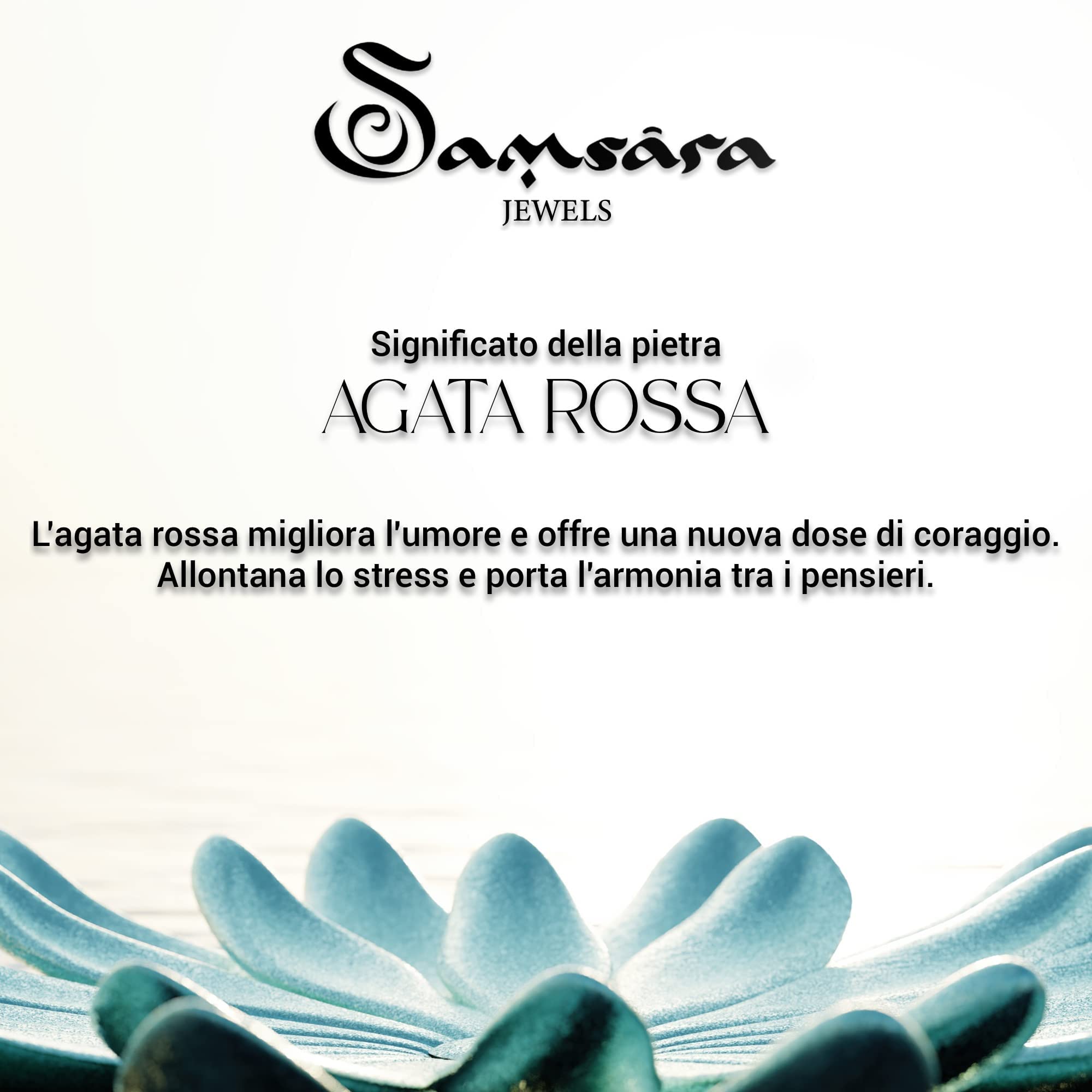 Samsara Bracciale Tibetano Buddista - Shamballa con Agata Rossa - Filo in cotone cerato