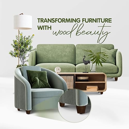 Miniatura 6 de Yes4All Juego de 4 patas cuadradas de madera para muebles de 3 pulgadas - Pies de repuesto de madera para sofá - Patas cónicas con nivelador para