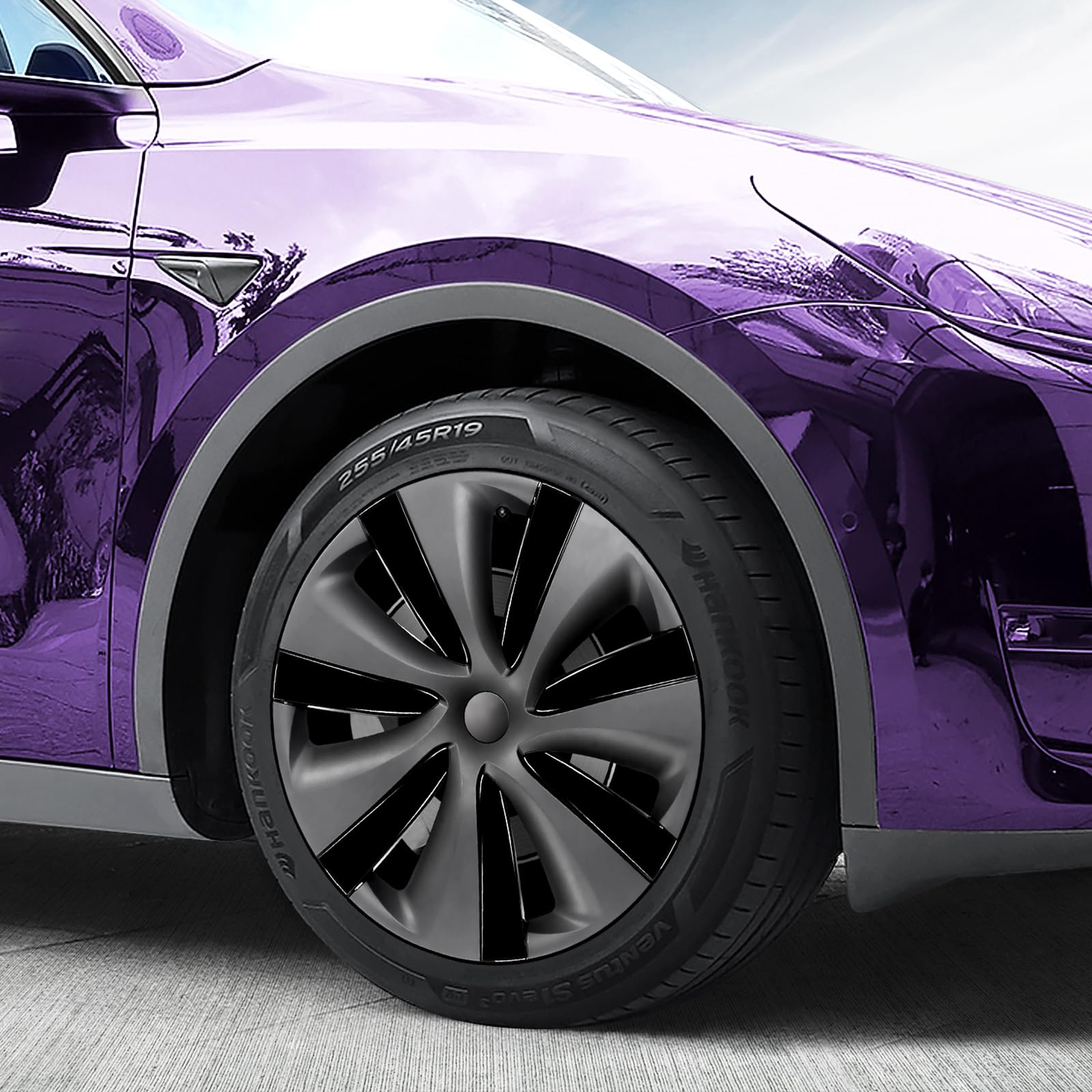 Photo 1 of TSLDRV 4Pcs Tesla Model Y Wheel Covers 19 Inch Matte Black Tesla Model Y Hubcap for Tesla Model Y Accessories 2024 2023-2020