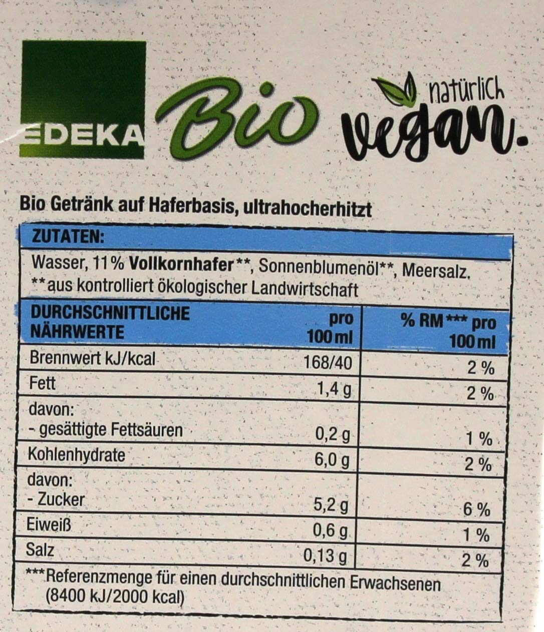 Edeka Bio Haferdrink, 8er Pack (8 x 1 l)