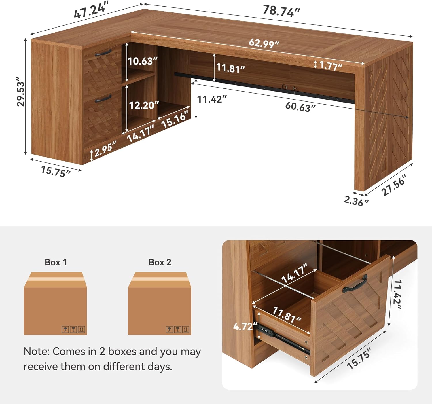 LITTLE TREE L-Shaped Executive Desk components in an office setting