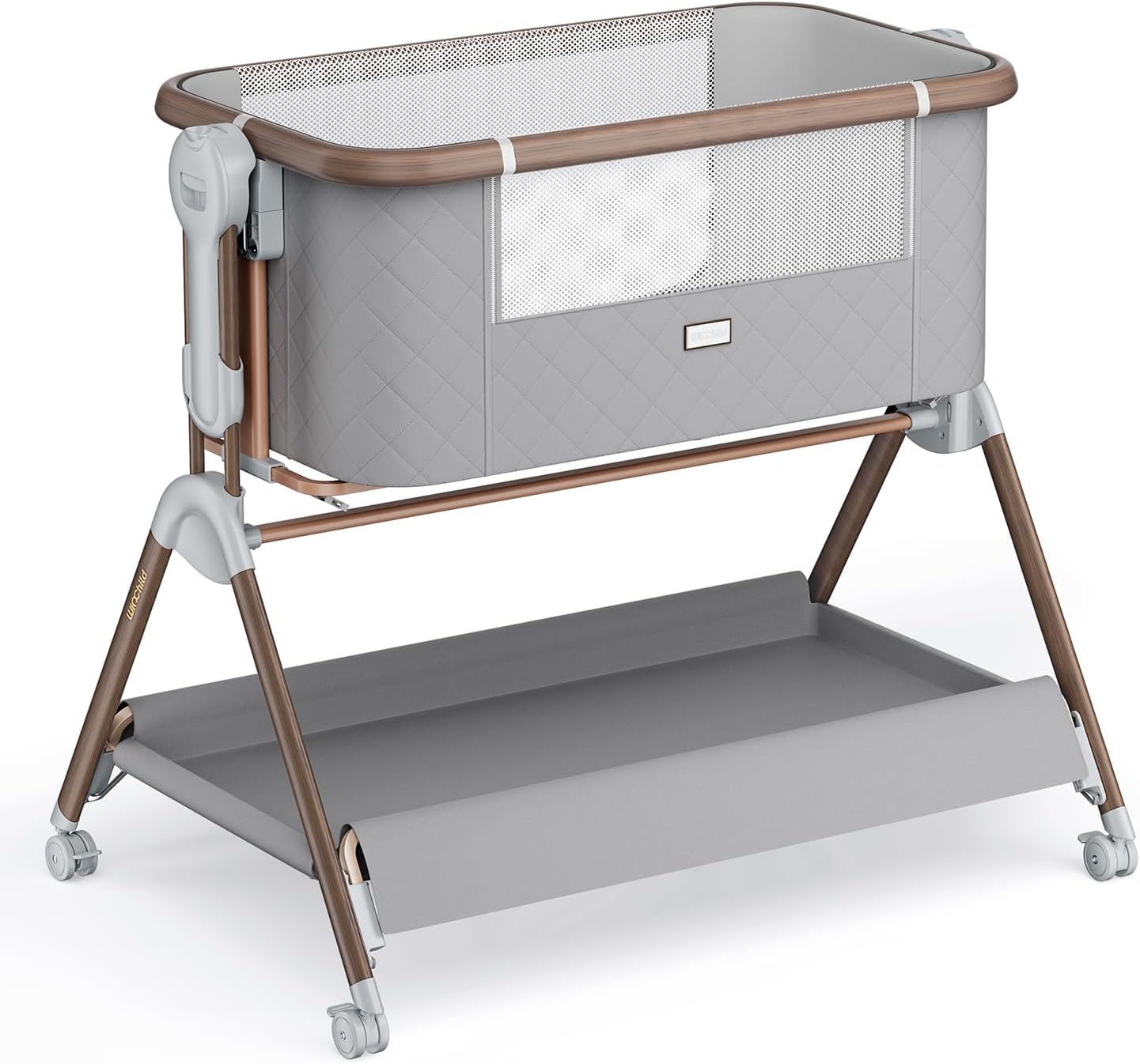 3 in 1 Baby Bassinet,Rocking Bassinet for Baby,Bedside Bassinet with Wheels and Adjustable Heights,Comfy Mattress and Storage,Portable Bedside Sleeper for Newborn,Grey