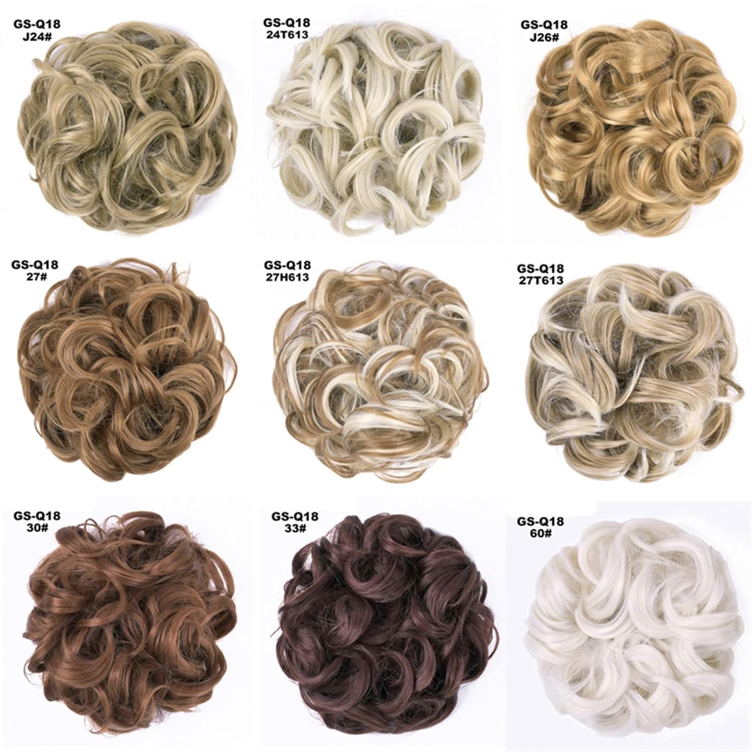 Women Bun Scrunchies 1PCS Messy Bun Hair Piece, Messy Hair Bun Scrunchies Synthetic Wavy Curly Chignon Ponytail Hair Extensions Thick Updo Hairpiece for Daily Wear Bun Hair (Color : 18H613)