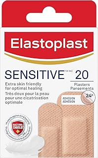 Elastoplast Lot de 20 pansements hypoallergéniques pour un retrait sans douleur, pansements en tissu doux et respirant