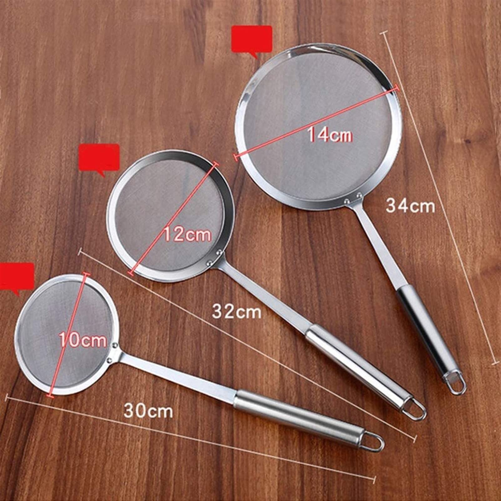 Colador colador tamices para cocinar utensilios de cocina, colador 3 piezas cuchara de espumadera de acero inoxidable con asa olla caliente colador de malla cucharón cocina desnatado grasa aceite es
