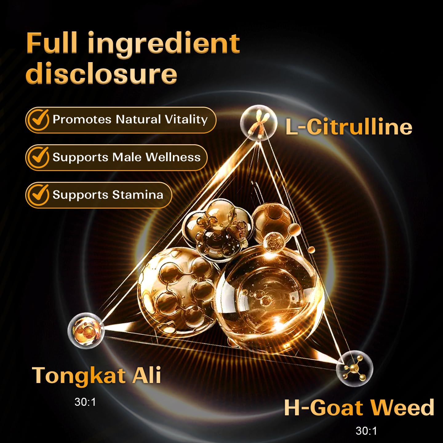 BioHarmony Hornygoatweed for Men, Tongkat Ali & L-Citrulline Supplement– 3-in-1 – Supports Male Vitality, Stamina,Energy & Endurance – 60 Capsules — Amazon image 3