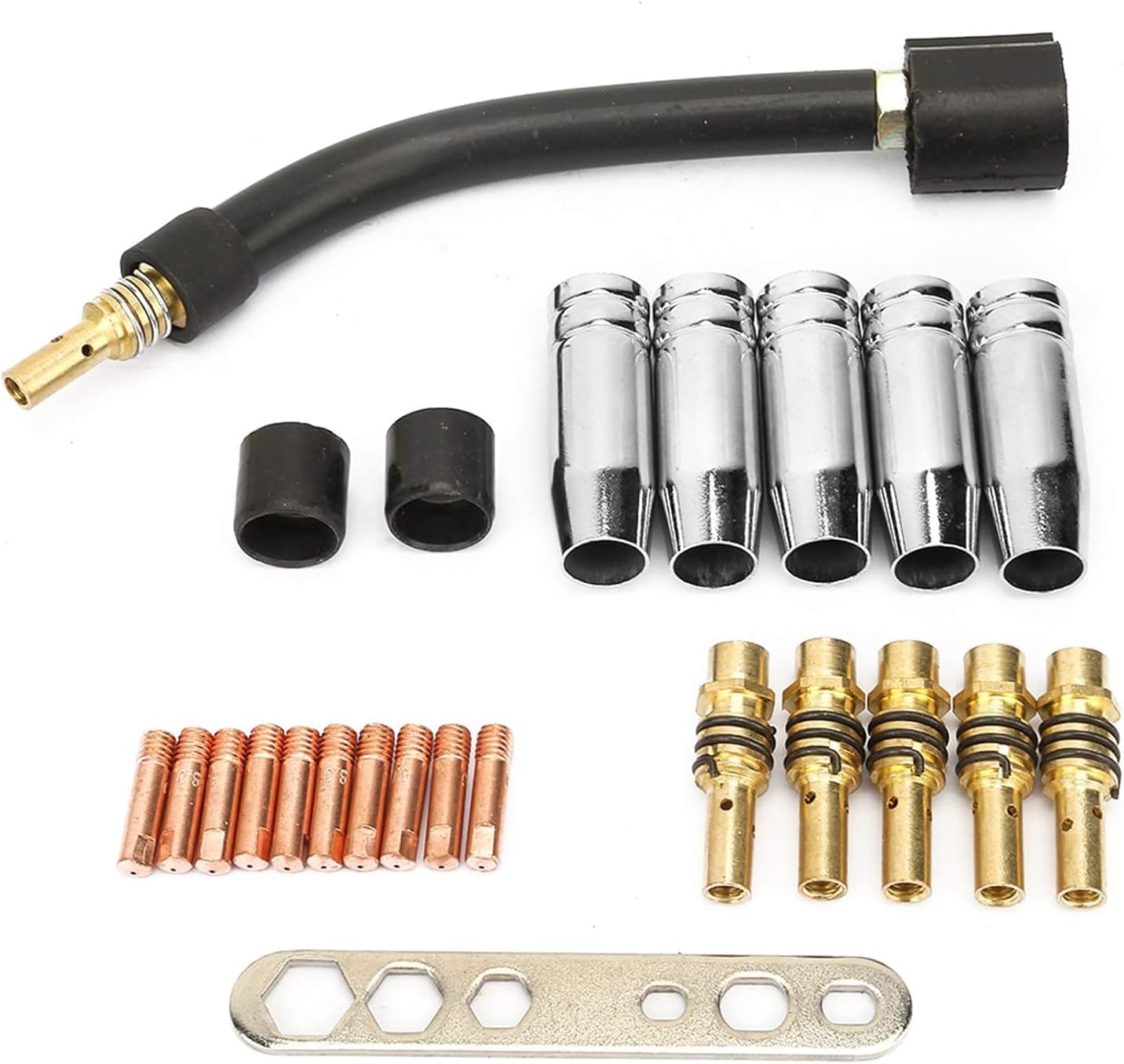 Plasma Cutter Nozzle and Electrode Set, Chrome Finish., Metal Construction, 1.5mm, 10 Pieces Set of 8