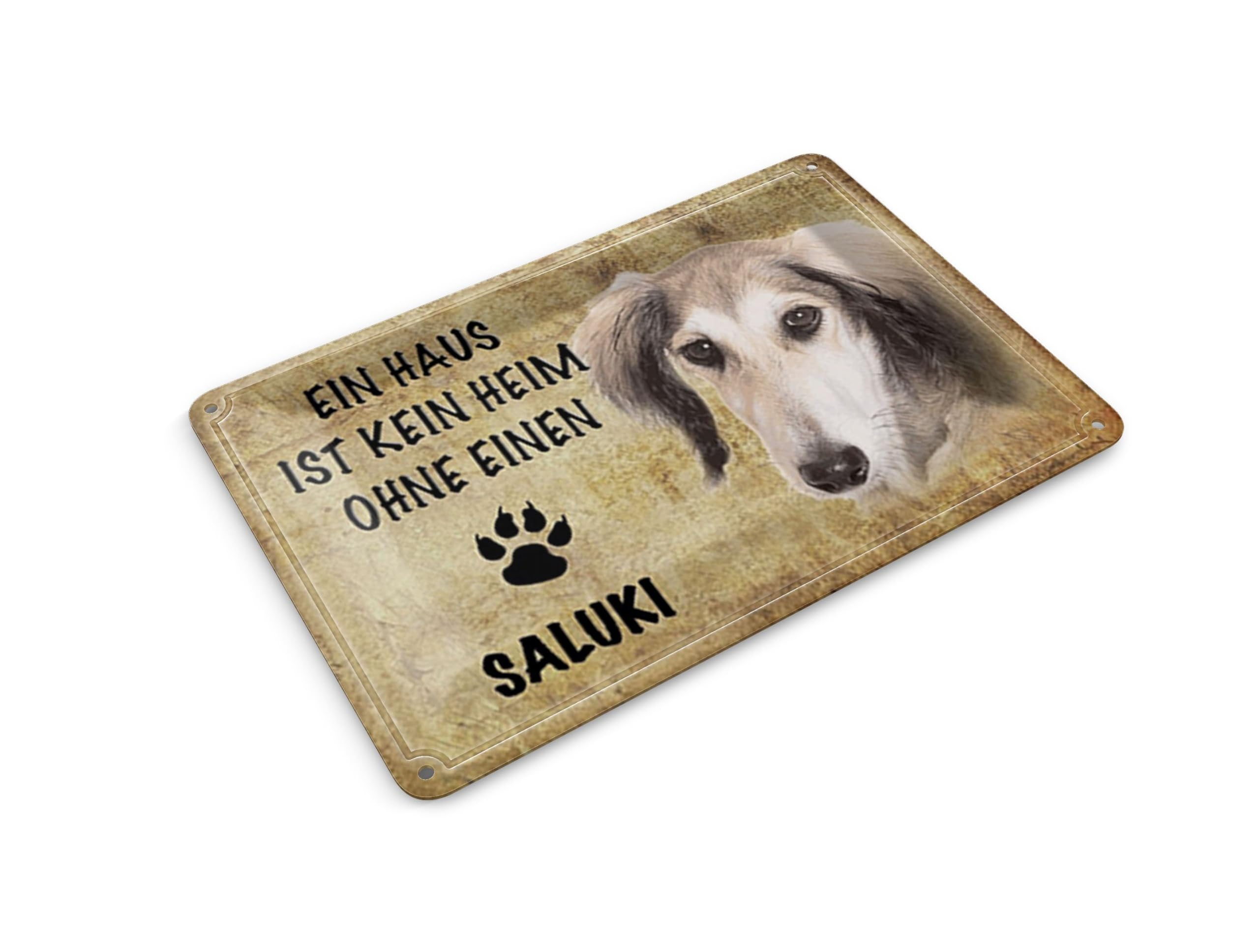 Femer Tin Postcard Saying 14 x 10 cm Saluki Dog Without No Home Metal Decorative Sign