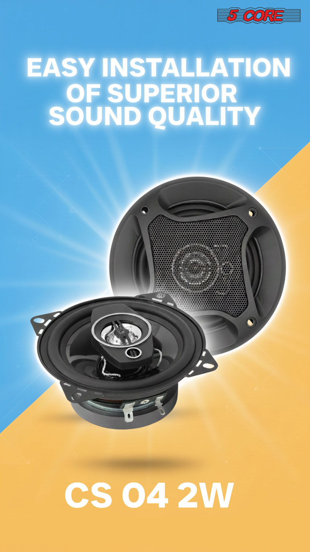 Amazon.com: 5 CORE 2 Way 4” Car Stereo Speakers 250W Pair Deep