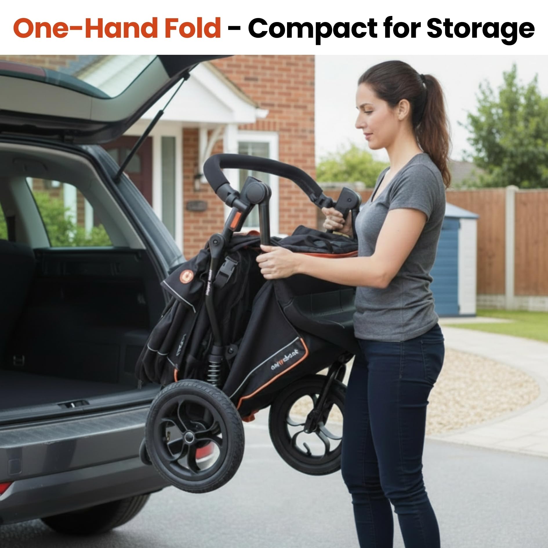 Out'n'About Nipper V6 Plus - Passeggino leggero per tutti i terreni con parapioggia, ruote da 35,6 cm, freno al manubrio e pieghevole compatto, passeggino certificato per neonati e bambini, colore
