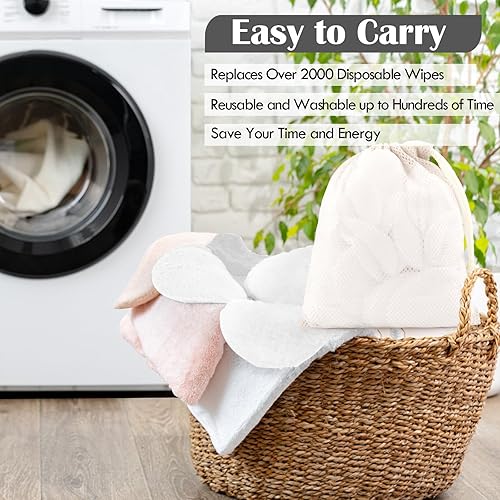 Miniatura 6 de Orighty Paquete de 24 almohadillas reutilizables para desmaquillar, paños de microfibra de algodón, almohadillas ecológicas para todo tipo de piel,