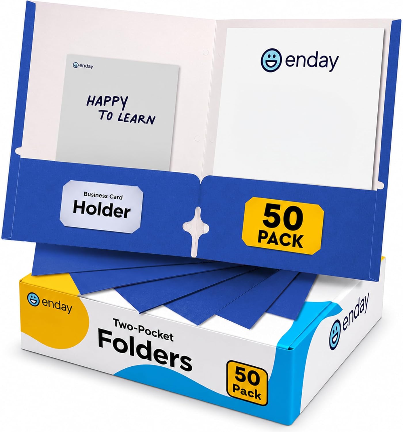 Enday Paper Folders with Pockets (50 Pack) Pocket Folders, 2 Pocket Paper Folders Letter Size, Dark Blue Color File Folders for School Office Business Home Filing Supplies
