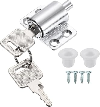 PATIKIL Sliding Door Window Lock for Horizontal Sliding Windows Push-in Key Lock Patio Door Locks for Child Home Safety Bedroom Office Balcony No Drilling Required No Baffle, Silver