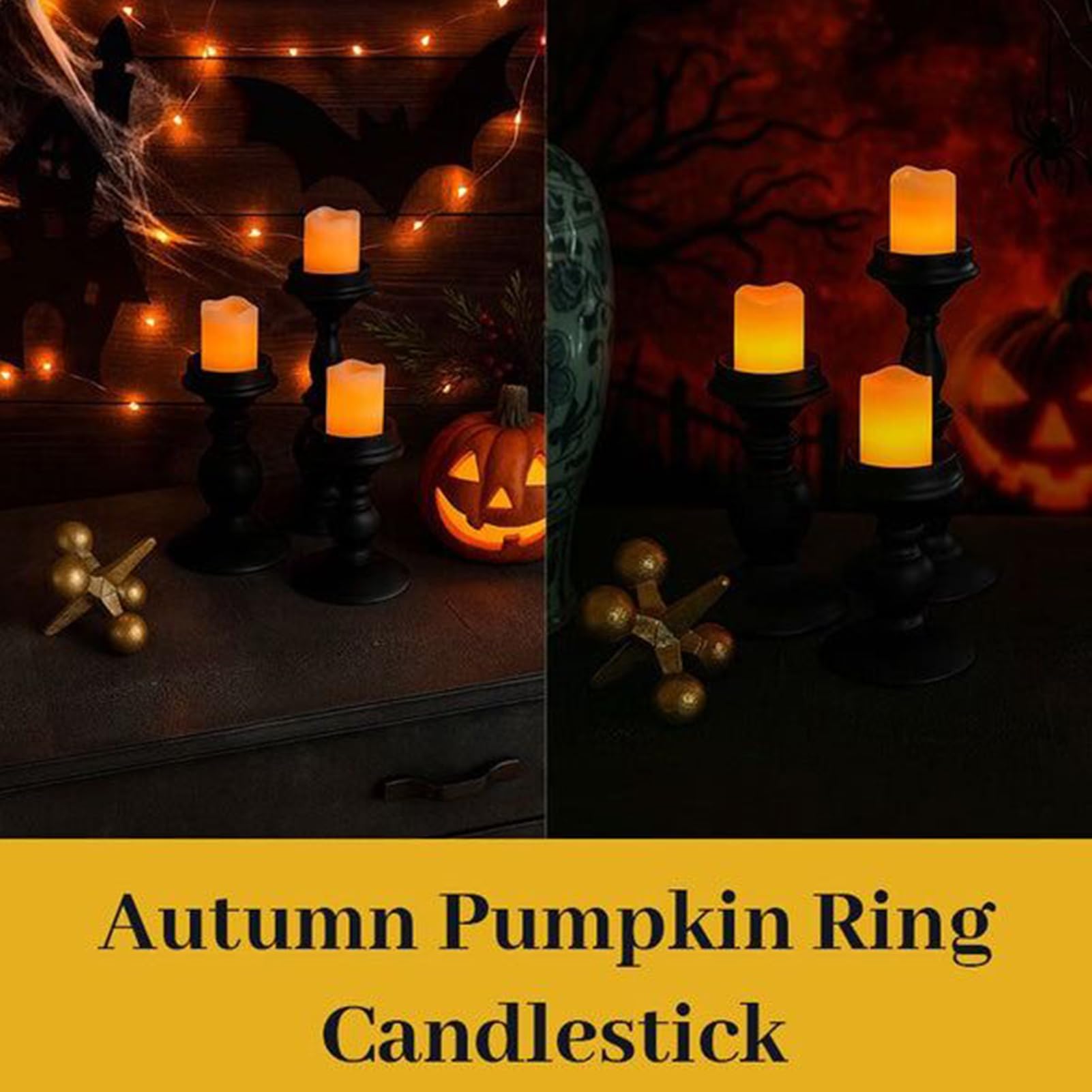 Halloween Kerzenständer Schwarzer Kerzenhalter Für Spitzkerzen | 3-teiliges Set Halloween Tischdekoration Für Kamin Abendessen Raum